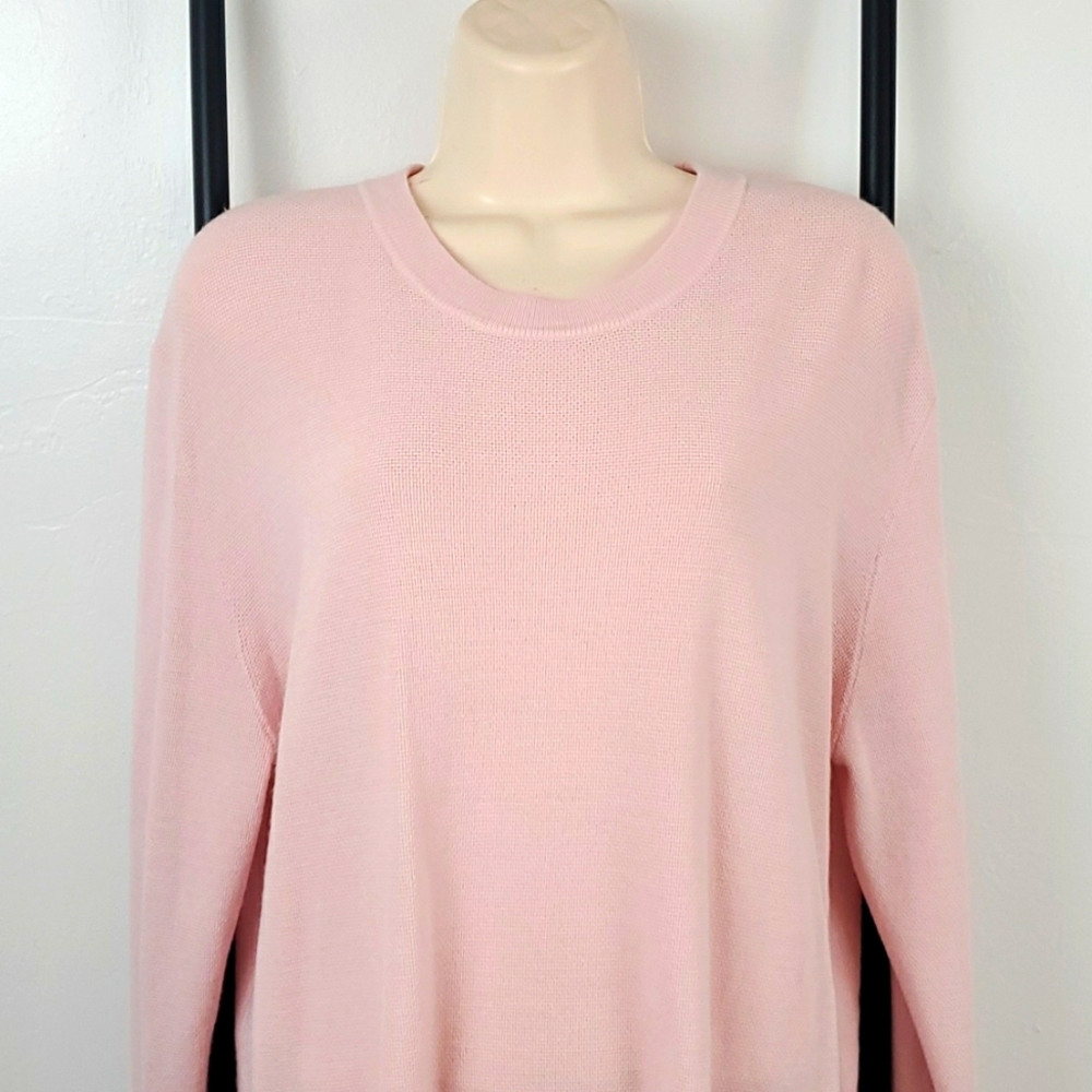 Sandro Paris pink sweater women size XXL round neck wool blend long sleeve knit